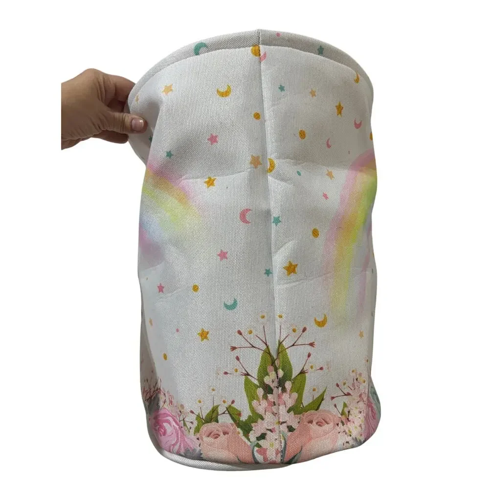 Unicorn oval storage bin with side handles 16X12x16 gently used euc clean